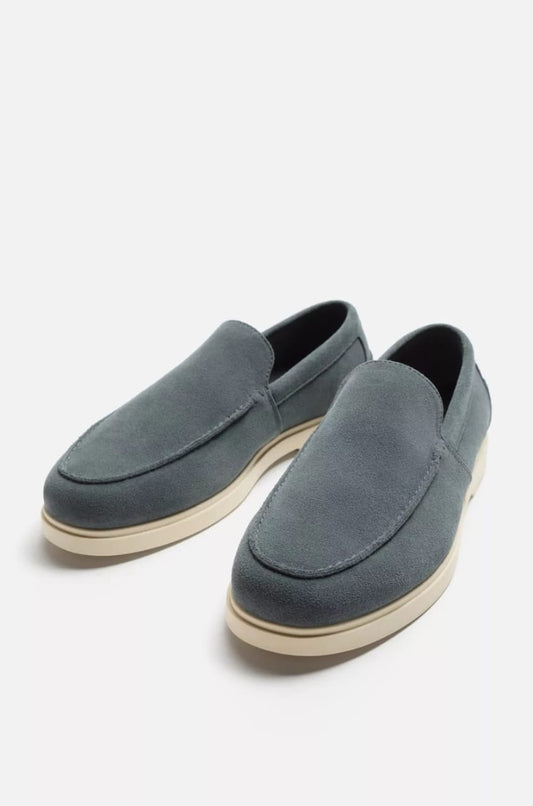 Zara Leather Loafers in blue