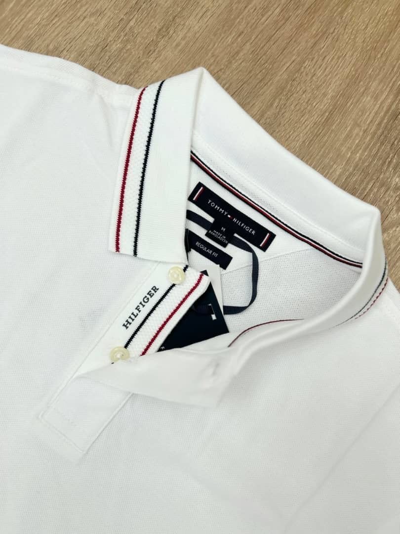 Tommy Hilfiger Regular Fit White Polo Shirt With Stitch Detail