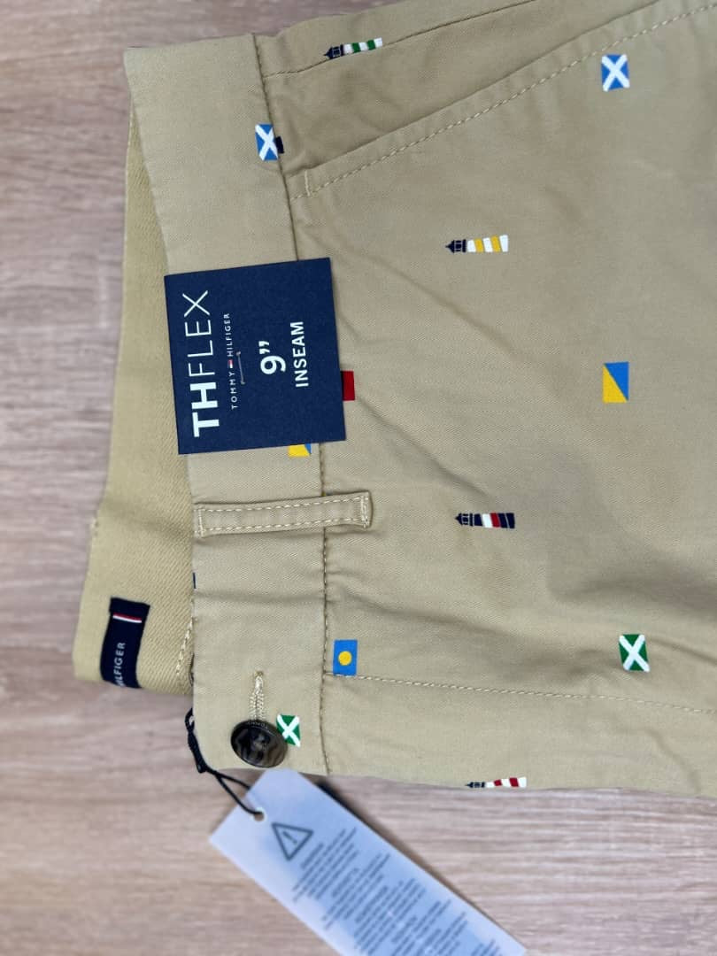 Tommy Hilfiger All over Flag Print Shorts in Beige