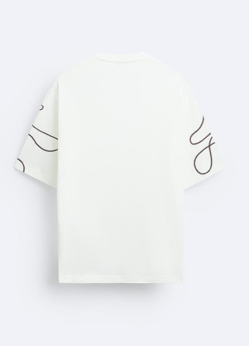 Zara T Shirt With Contrast Print