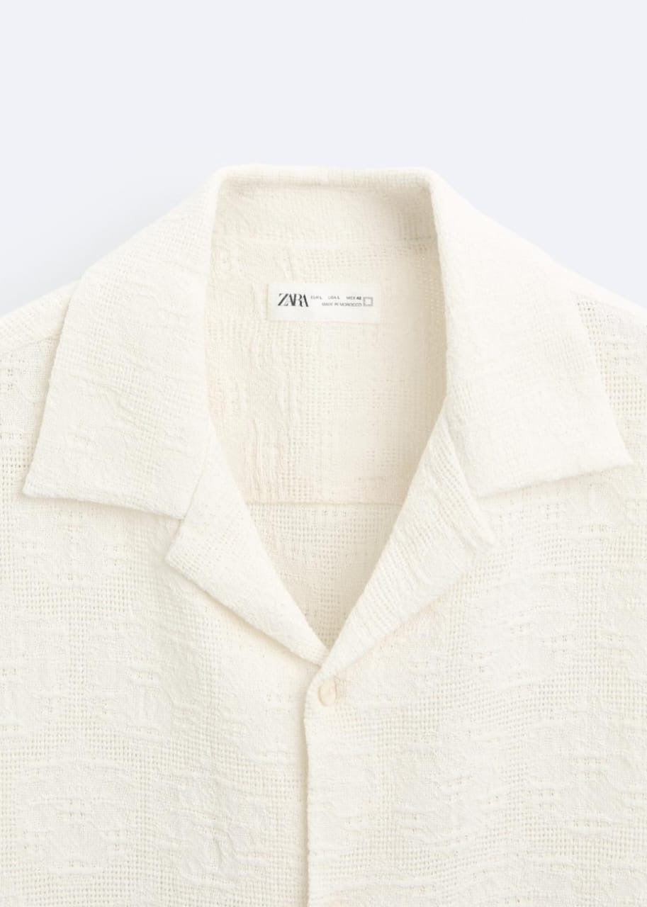 Zara Textured Jacquard Shirt in Beige