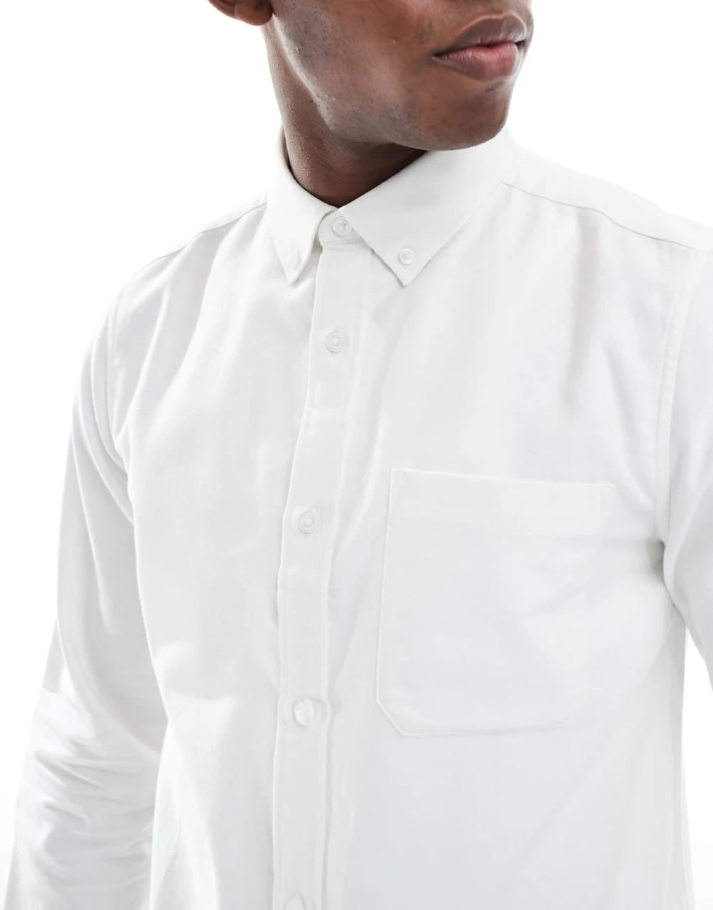 New Look Regular Fit White Plain Oxford Cotton Button Cuff Shirt
