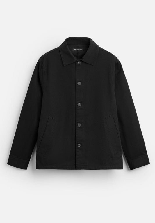 Zara Textured Overshirt in Black