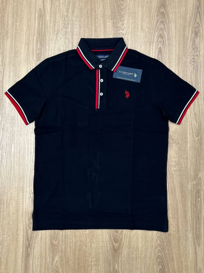 Regular Fit Pique Polo Shirt in Black