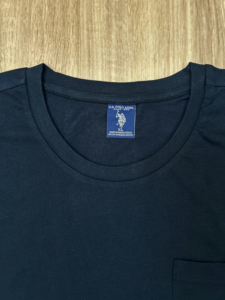 U S Polo Assn Regular Fit Cotton T Shirt With Pocket in Black