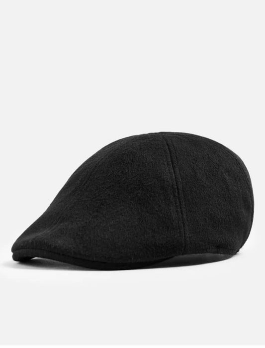 Zara Textured Flat Cap in Black