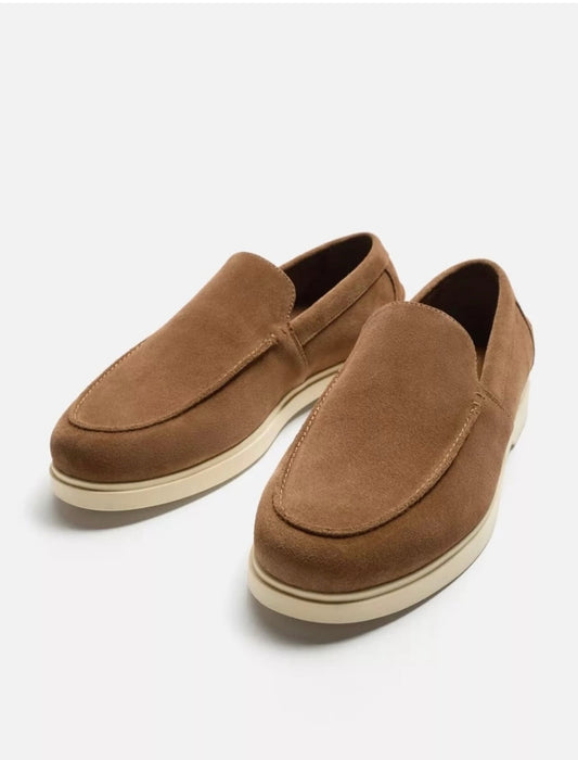 Zara Leather Loafers in Brown