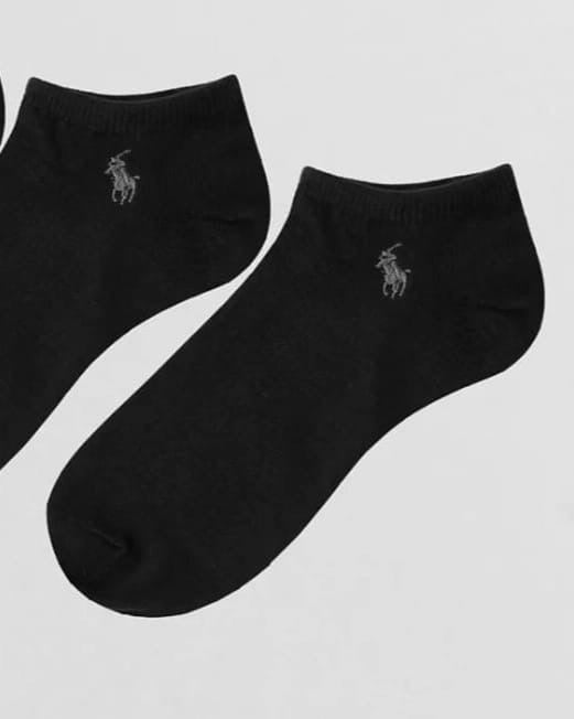 Polo Ralph Lauren 6 Pack Ankle Socks in Black With Pony Logo