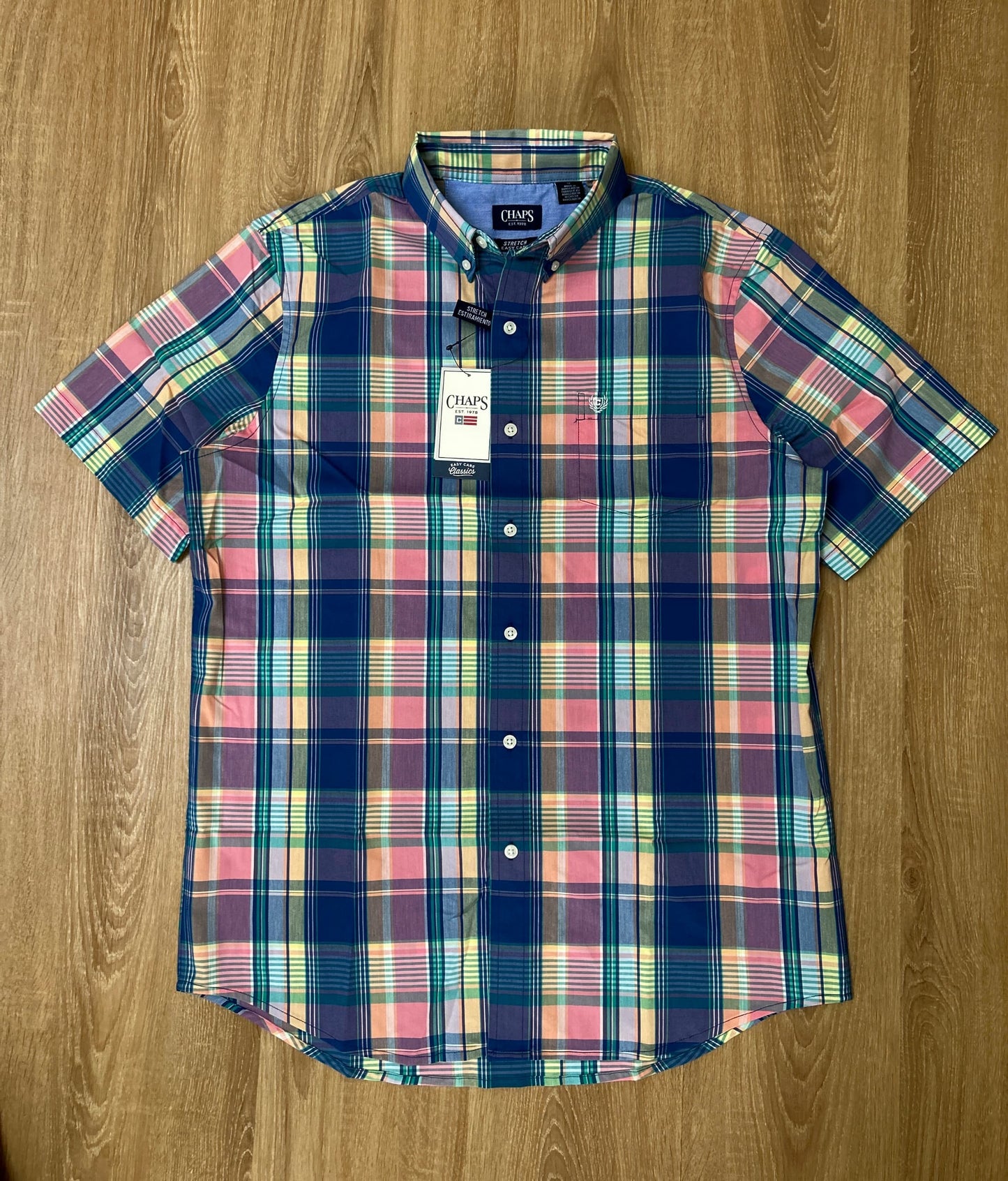 Chaps Short Sleeve Plaid Shirt in Multi color