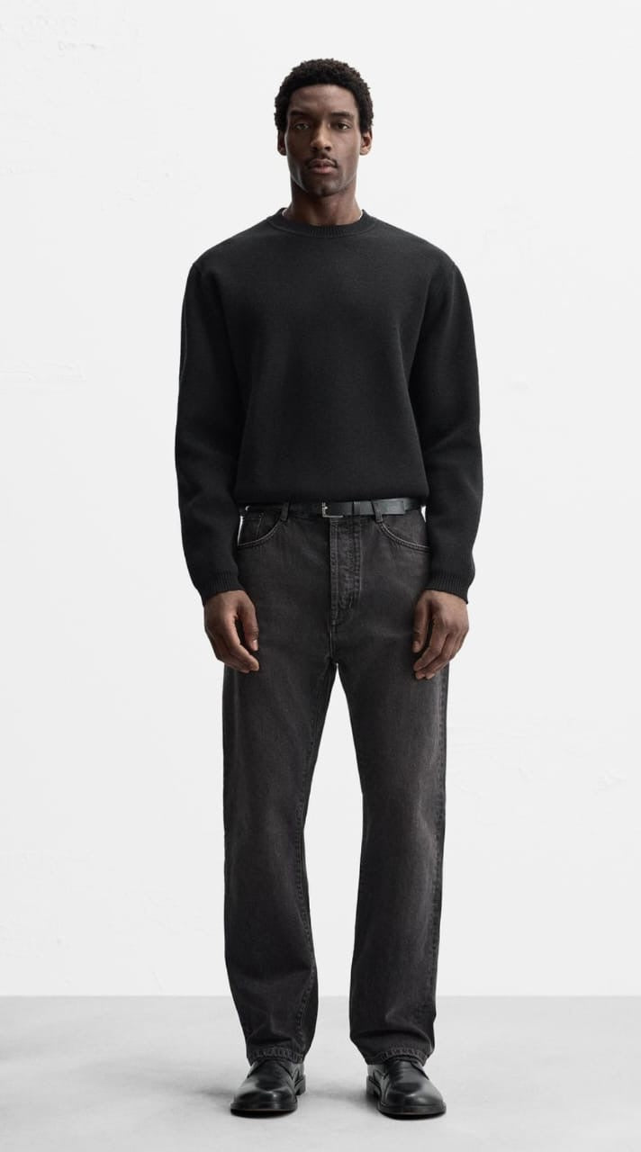 Zara Textured Sweater in Black
