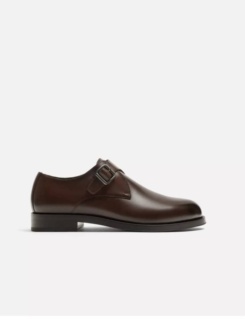 Zara Leather Shoe With Buckle in Brown