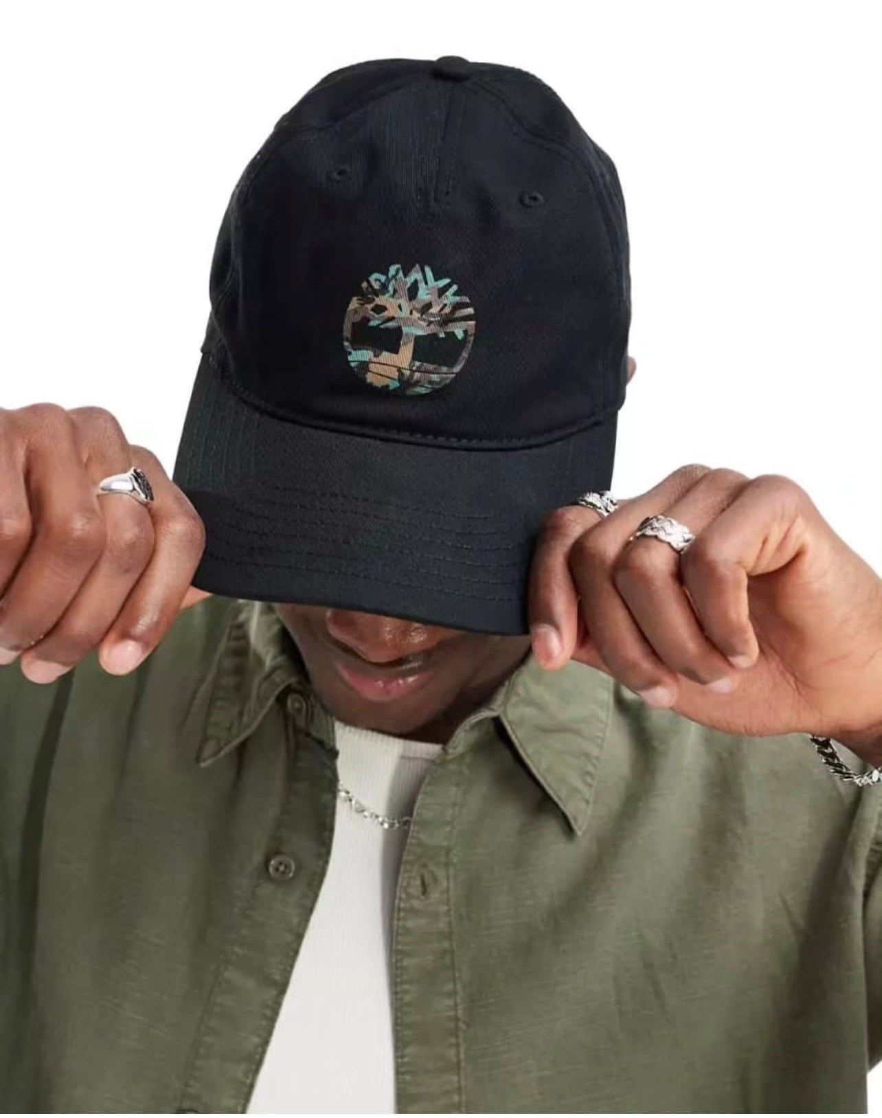 Timberland Camo Tree Logo Cap in Black