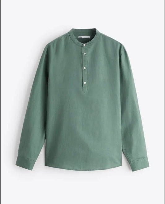 Zara Cotton/ Linen Shirt in Green