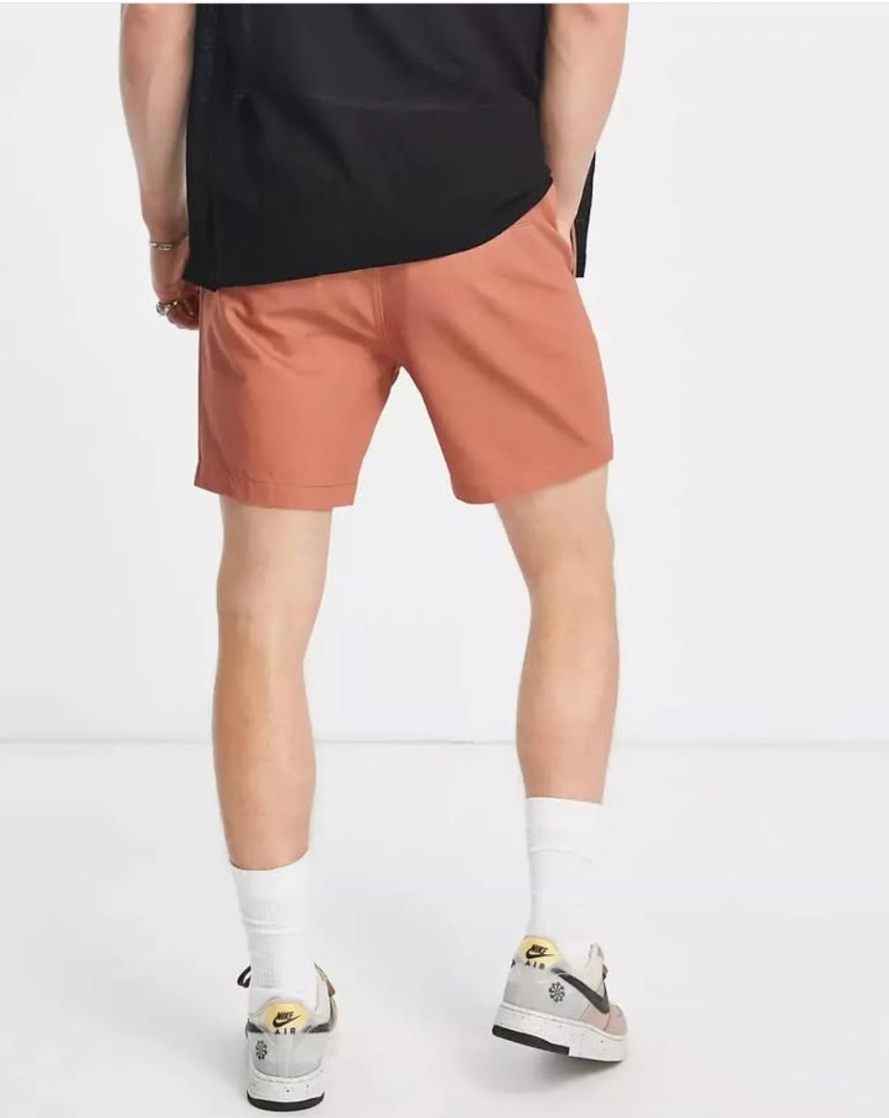 Threadbare Elasticated Waist Chinos Chinos Shorts in Red Clay