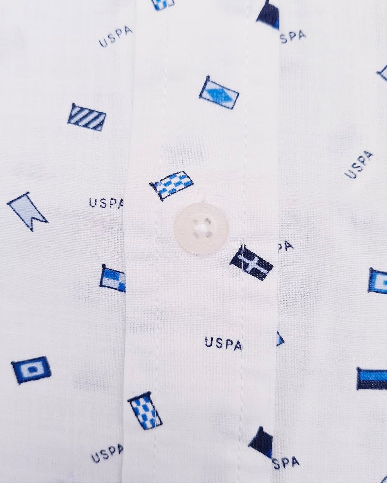 US Polo Assn Cotton White Shirt With All Over Flag Print