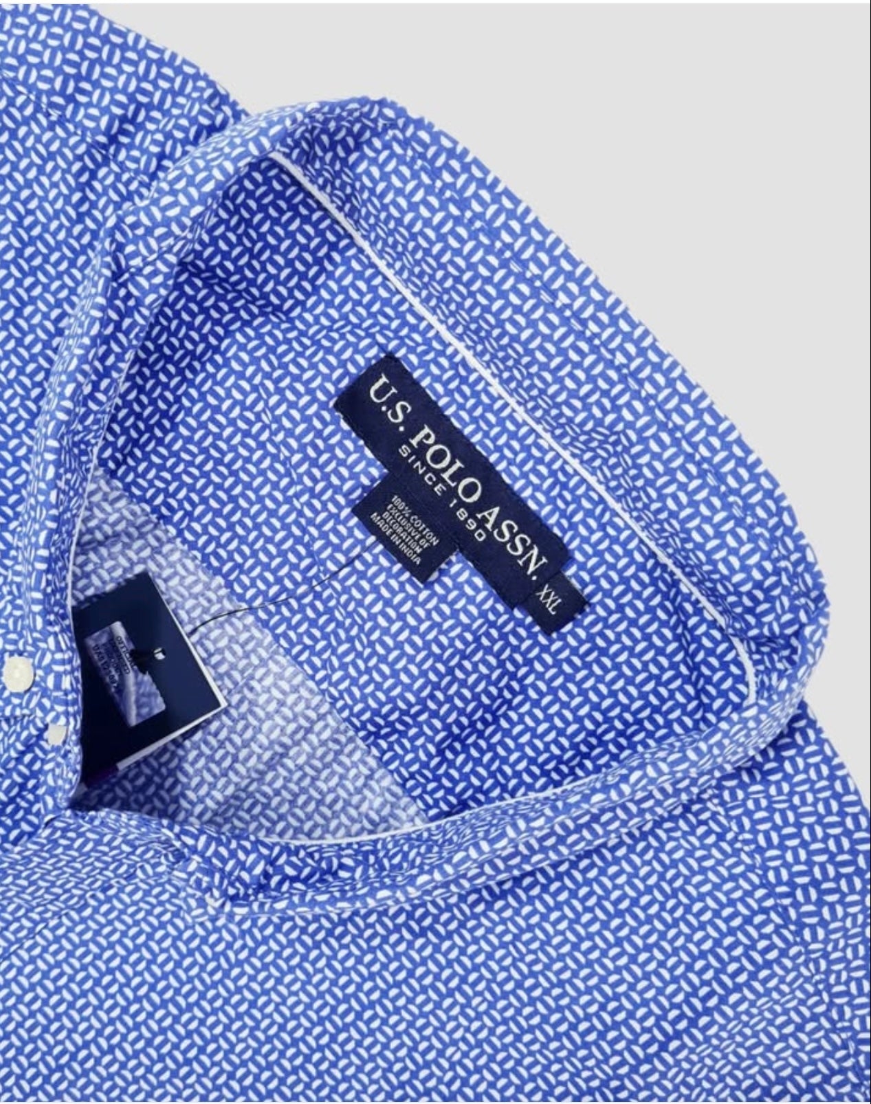 US Polo Assn Regular Fit Blue Pattern Short Sleeve Shirt