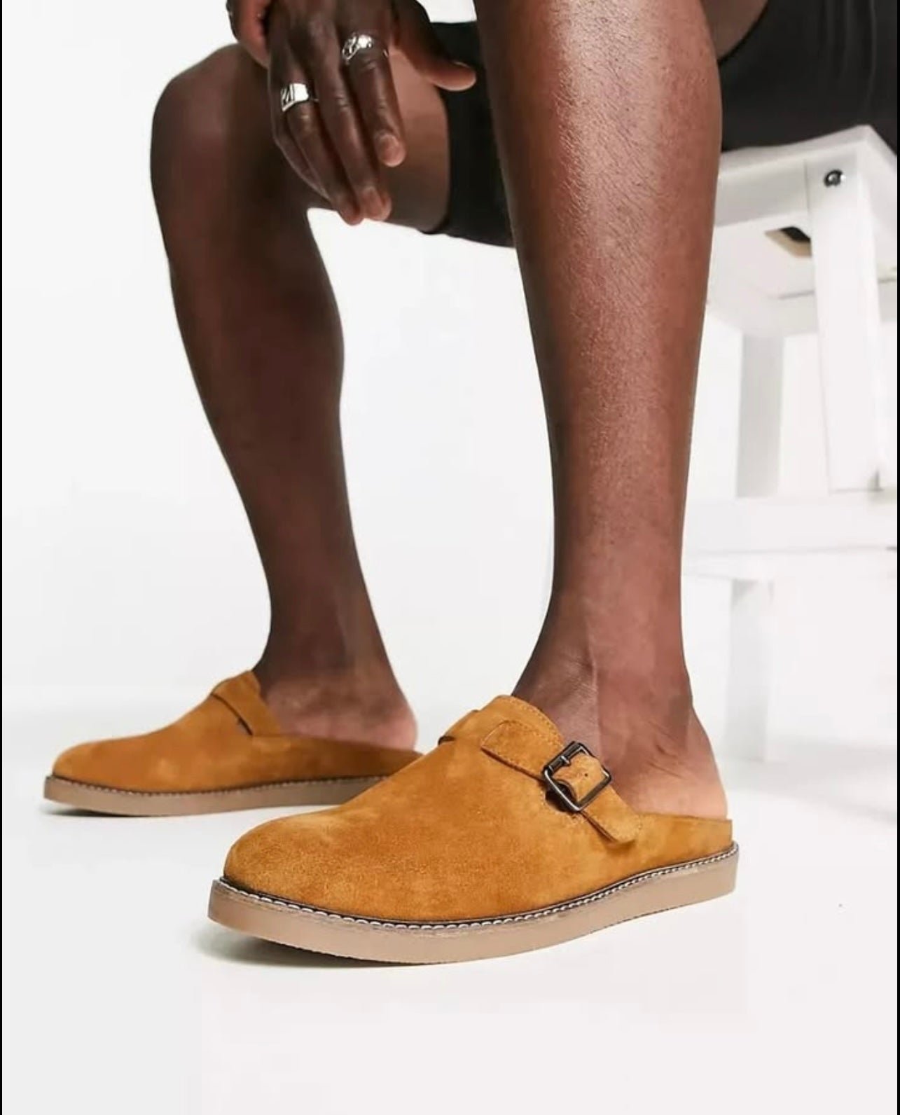 Office Mules in Brown Suede