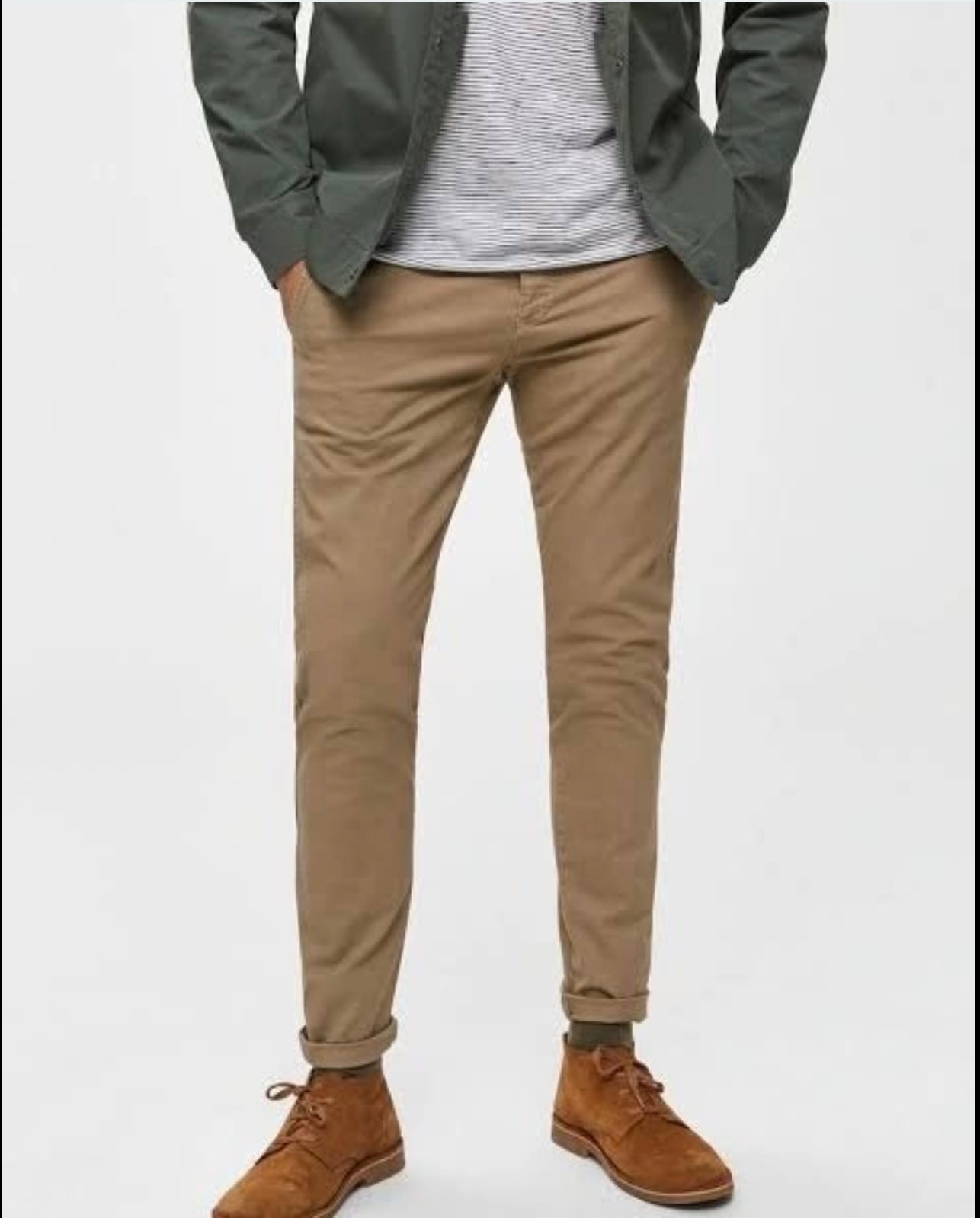 Selected Homme Skinny Fit Luca Greige Chinos Pants