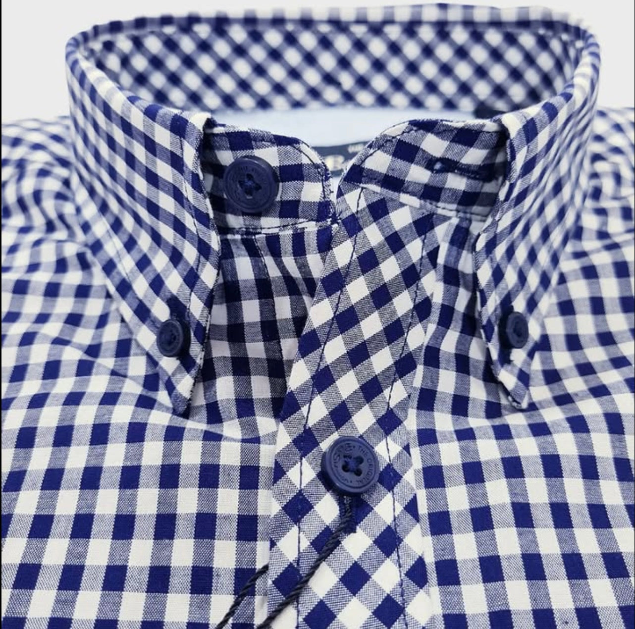 Ben Sherman Regular Fit Blue Check Cotton Short Sleeve Shirt