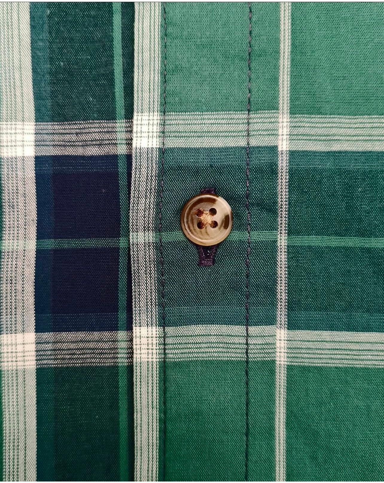 Old Navy Green Plaid Cotton Button Cuff Shirt