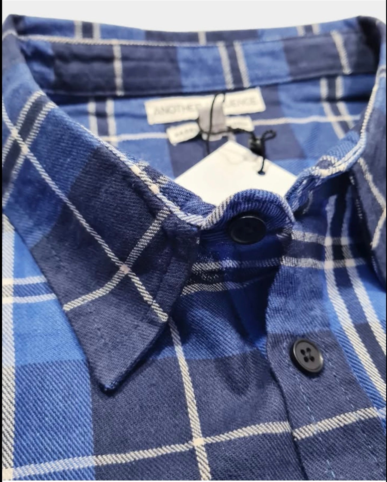 Another Influence Regular Fit Blue Plaid Cotton Button Cuff Shirt