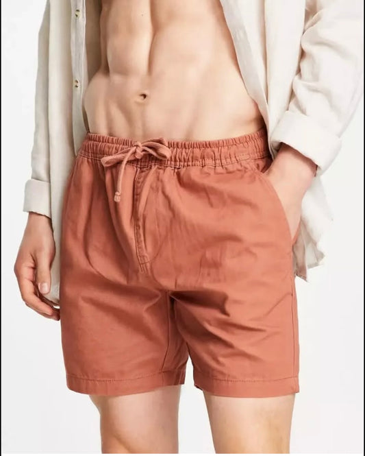 Threadbare Elasticated Waist Chinos Chinos Shorts in Red Clay