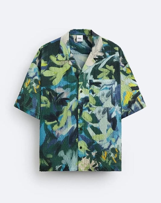 Zara Abstract Print Textured Shirt