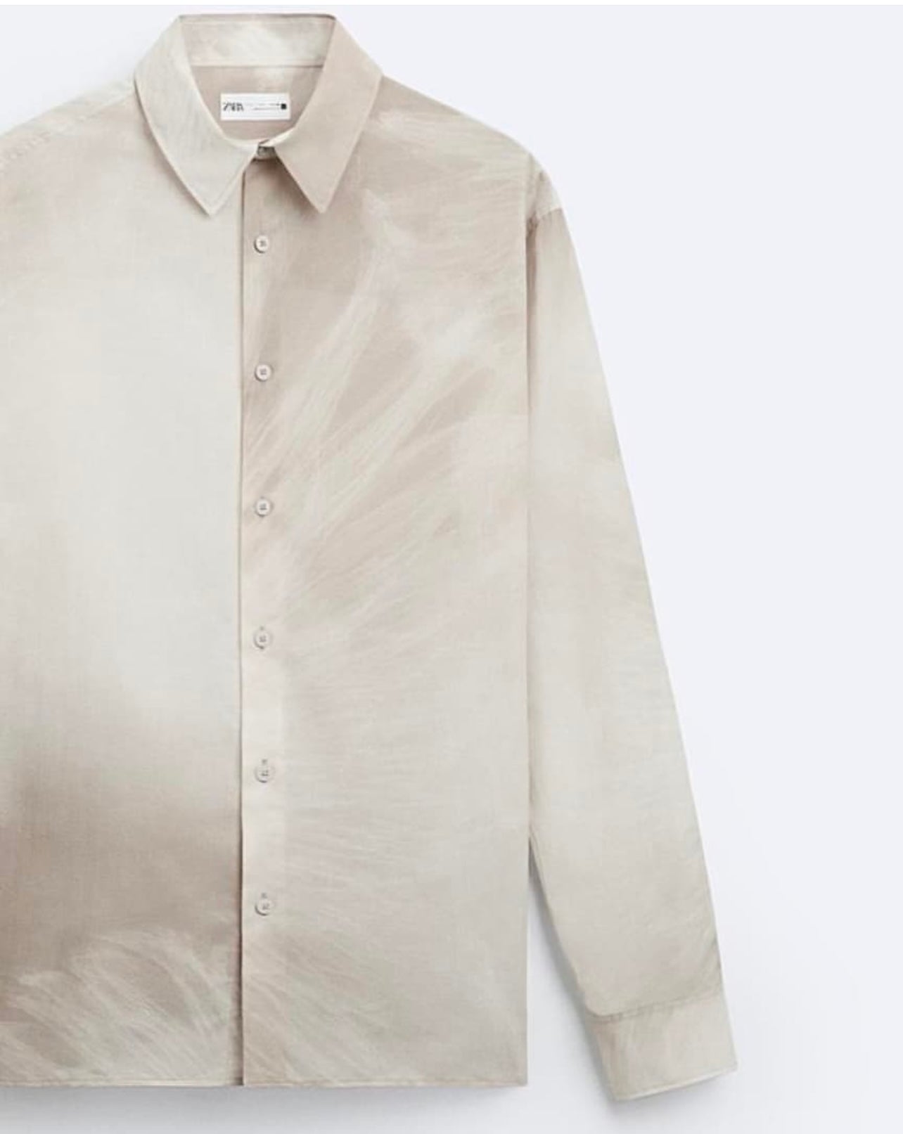 Zara Regular Fit Tie & Dye Cotton Shirt in Beige