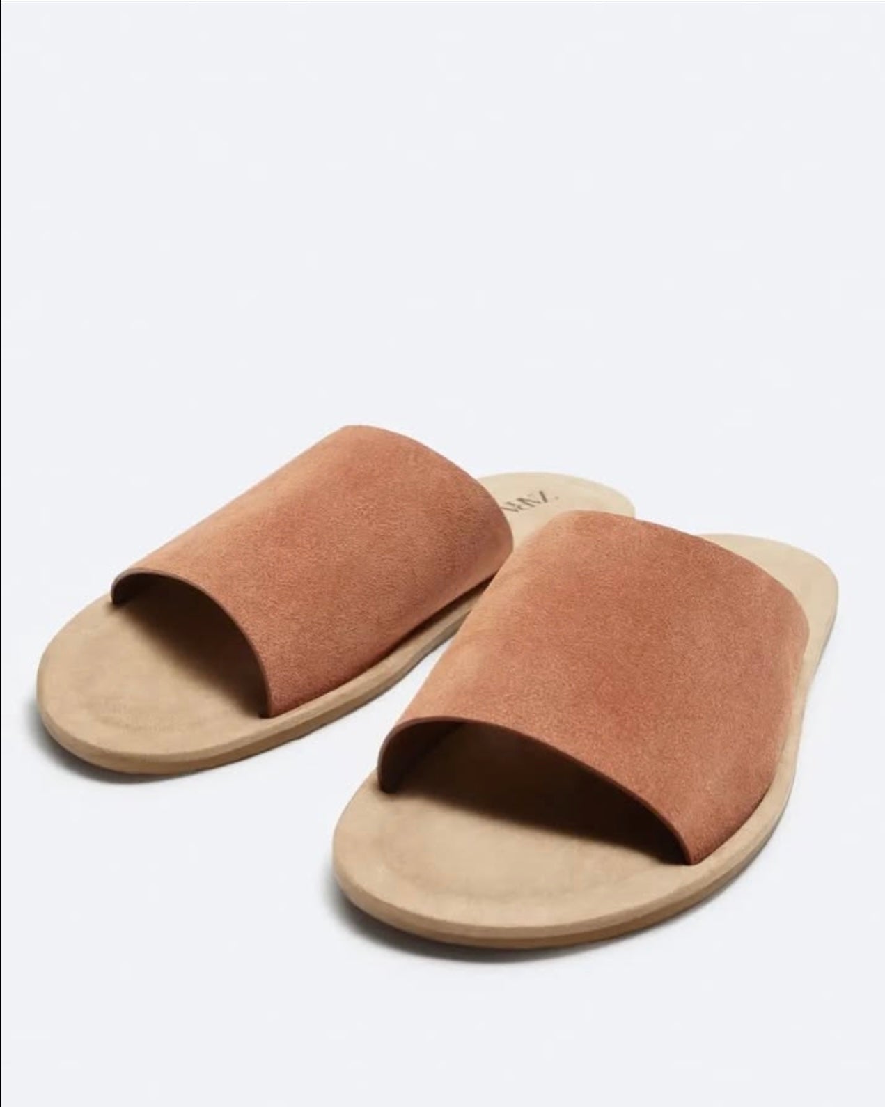 Zara Suede Slippers in Rust
