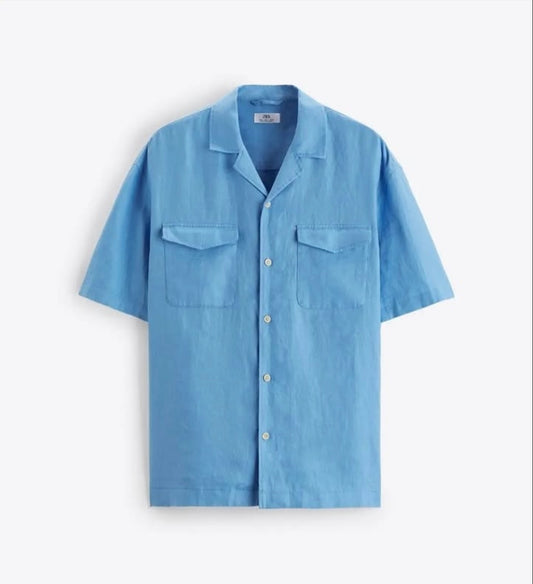 Zara Blue Shirt in Linen
