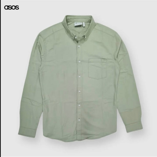 Asos Slim Fit Mint Green Oxford Cotton Button Cuff Shirt