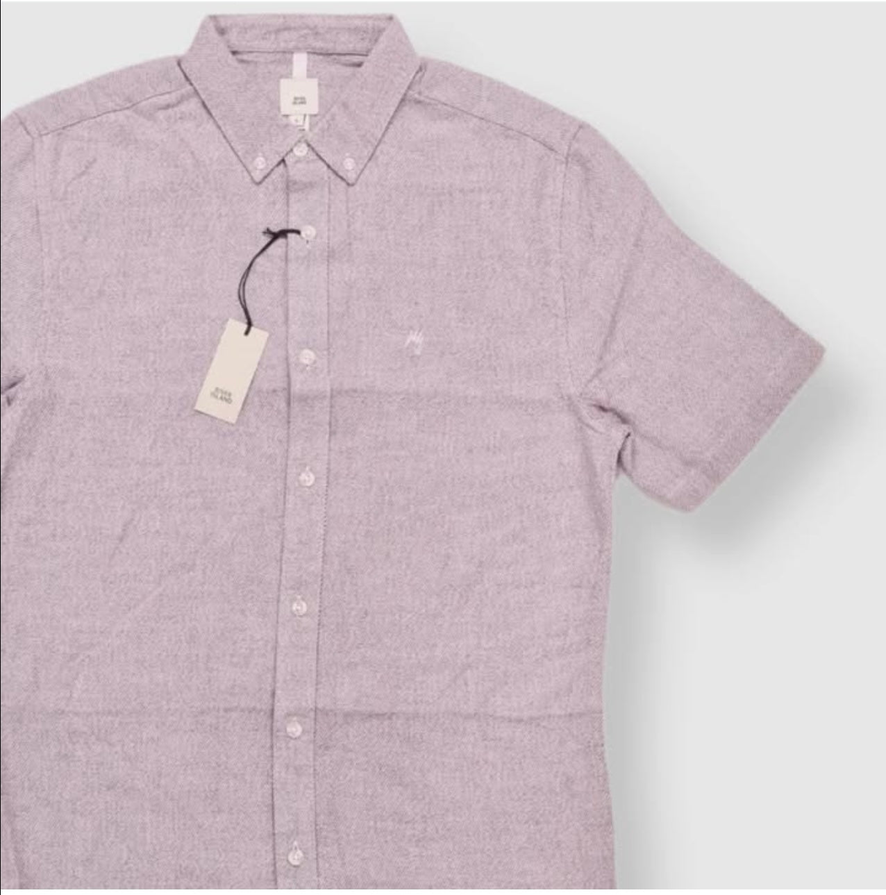River Island Regular Fit Mauve Cotton Short Sleeve Shirt