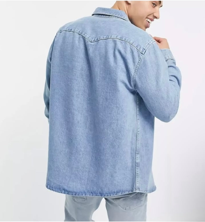 River Island Regular Fit Blue Wash Denim Jacket