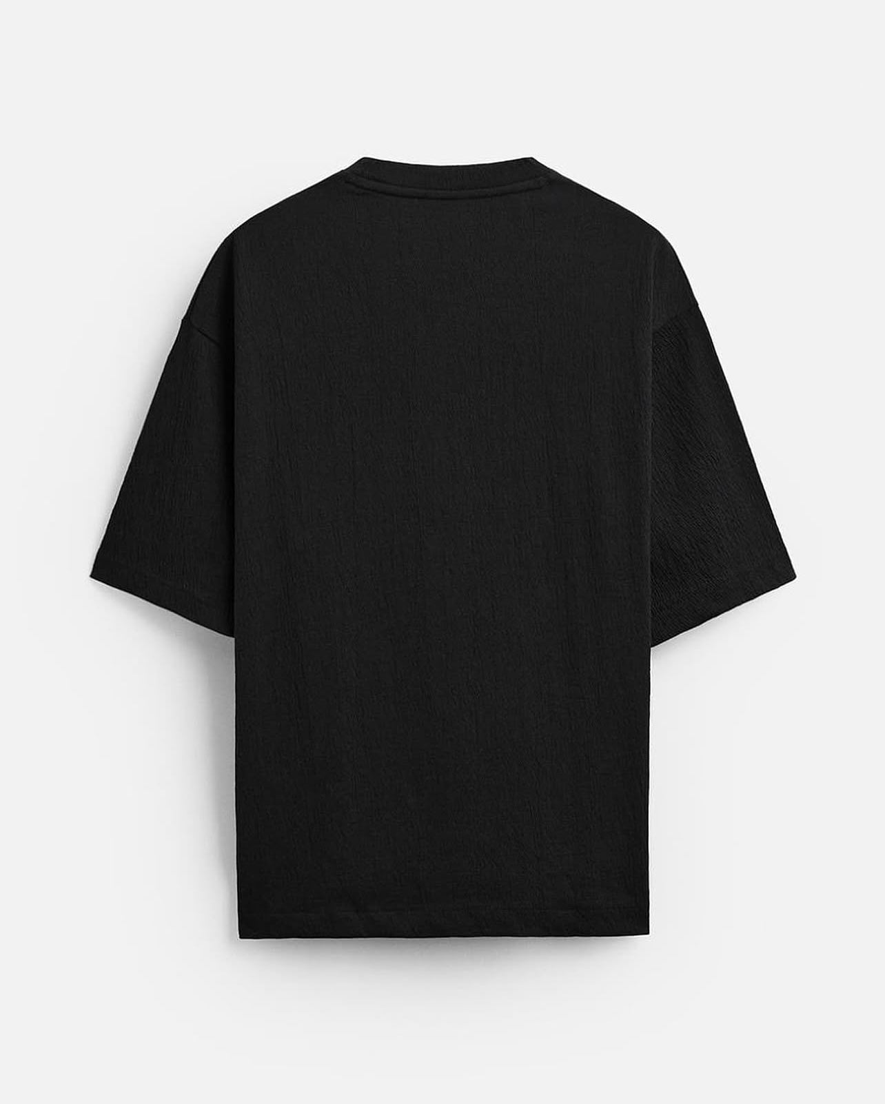 Zara Regular Fit Textured Cotton T shirt in Black