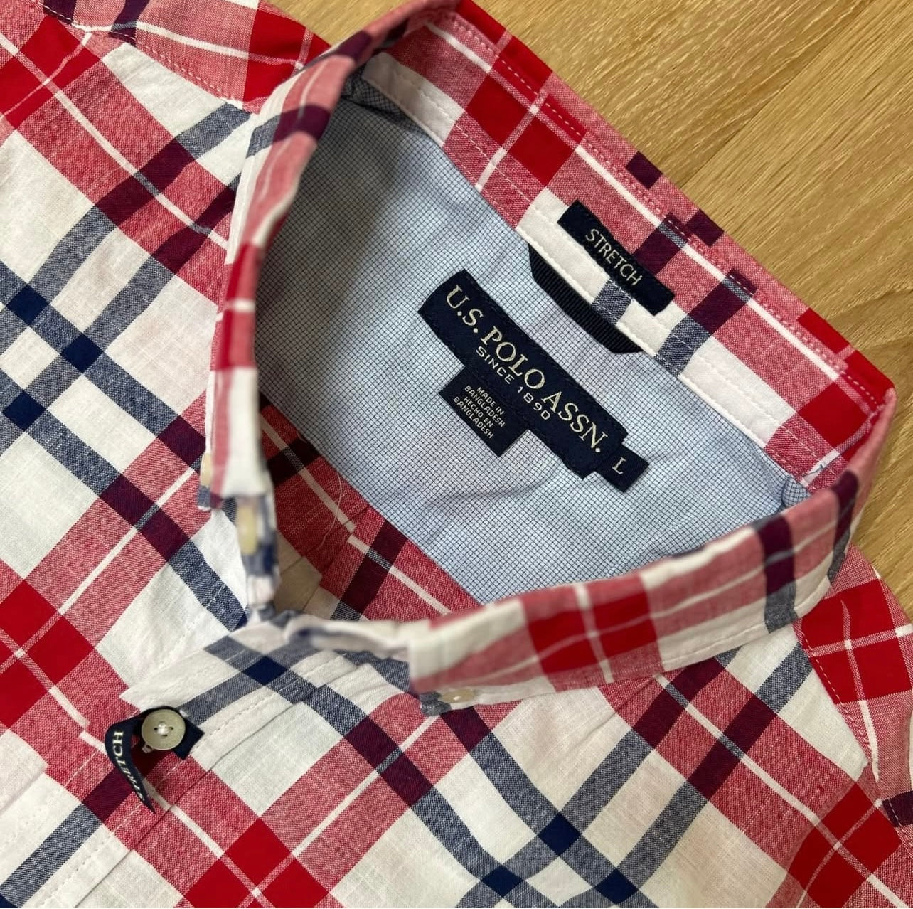 US Polo Assn Regular Fit Linen/Cotton Plaid Shirt