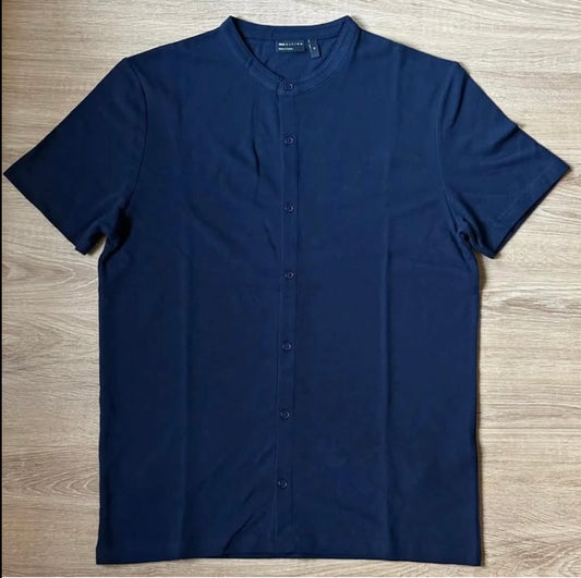 Asos Regular Fit Pique Cotton Short Sleeve Shirt