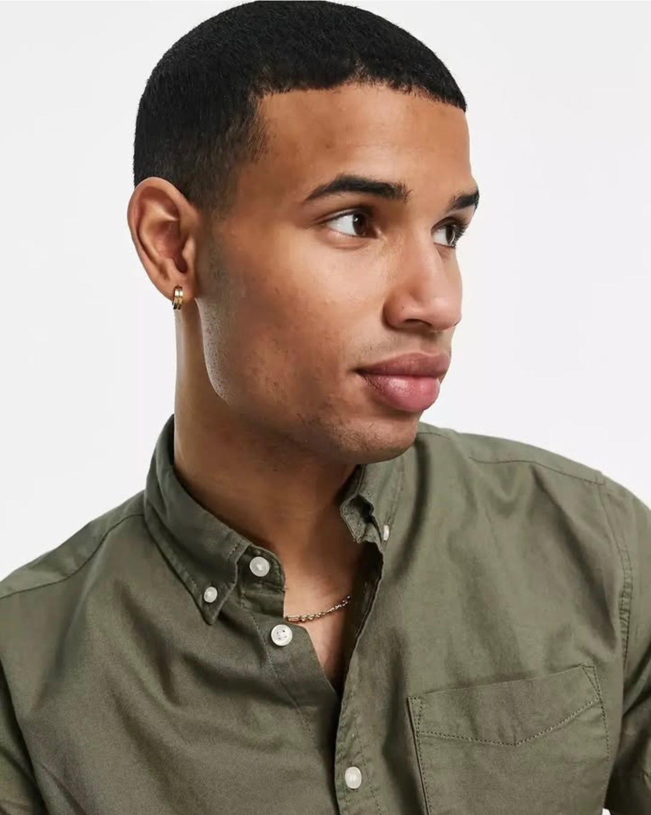 Jack & Jones Slim Fit Army Green Cotton Short Sleeve Shirt