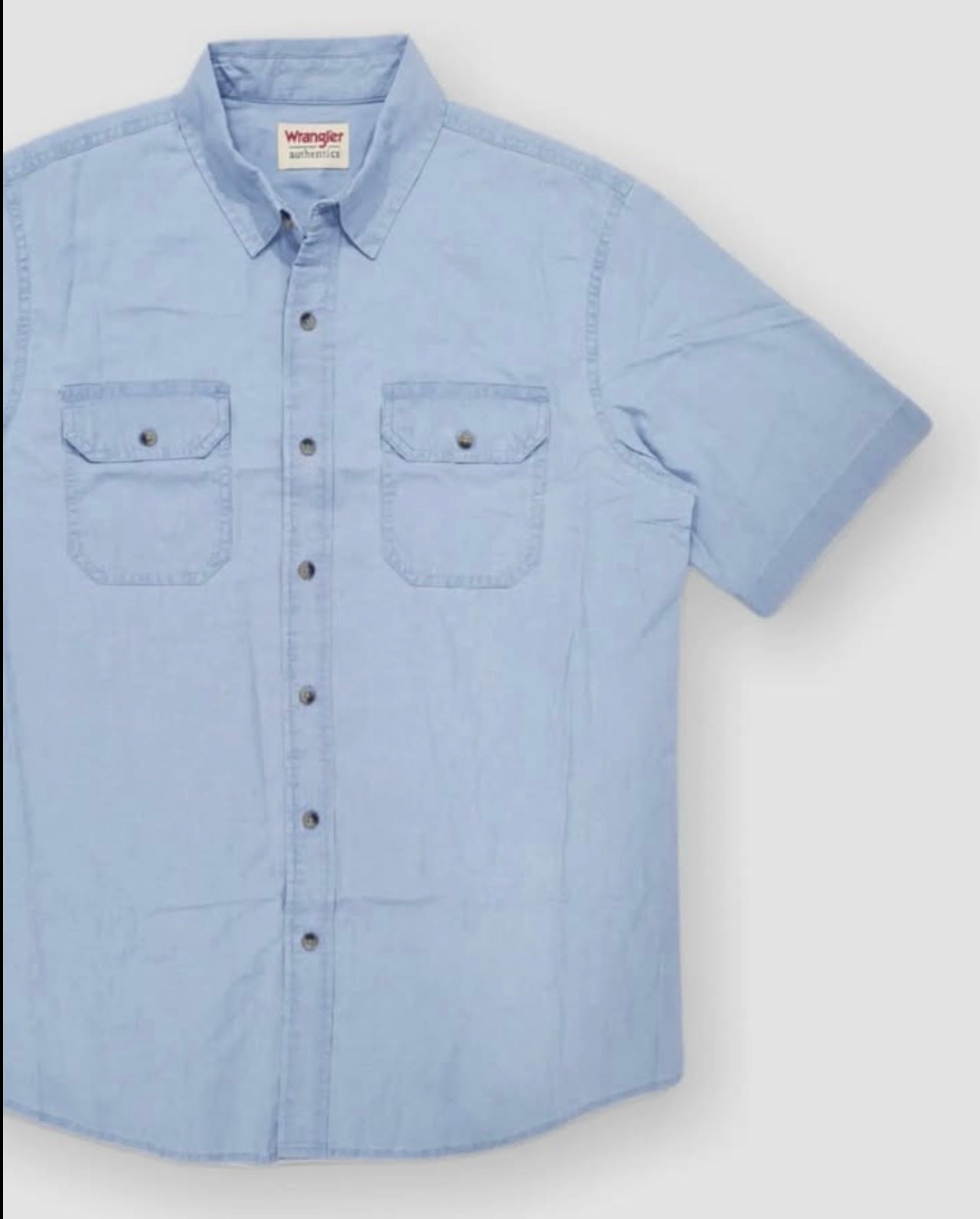 Wrangler Regular Fit Blue Cotton Short Sleeve Shirt