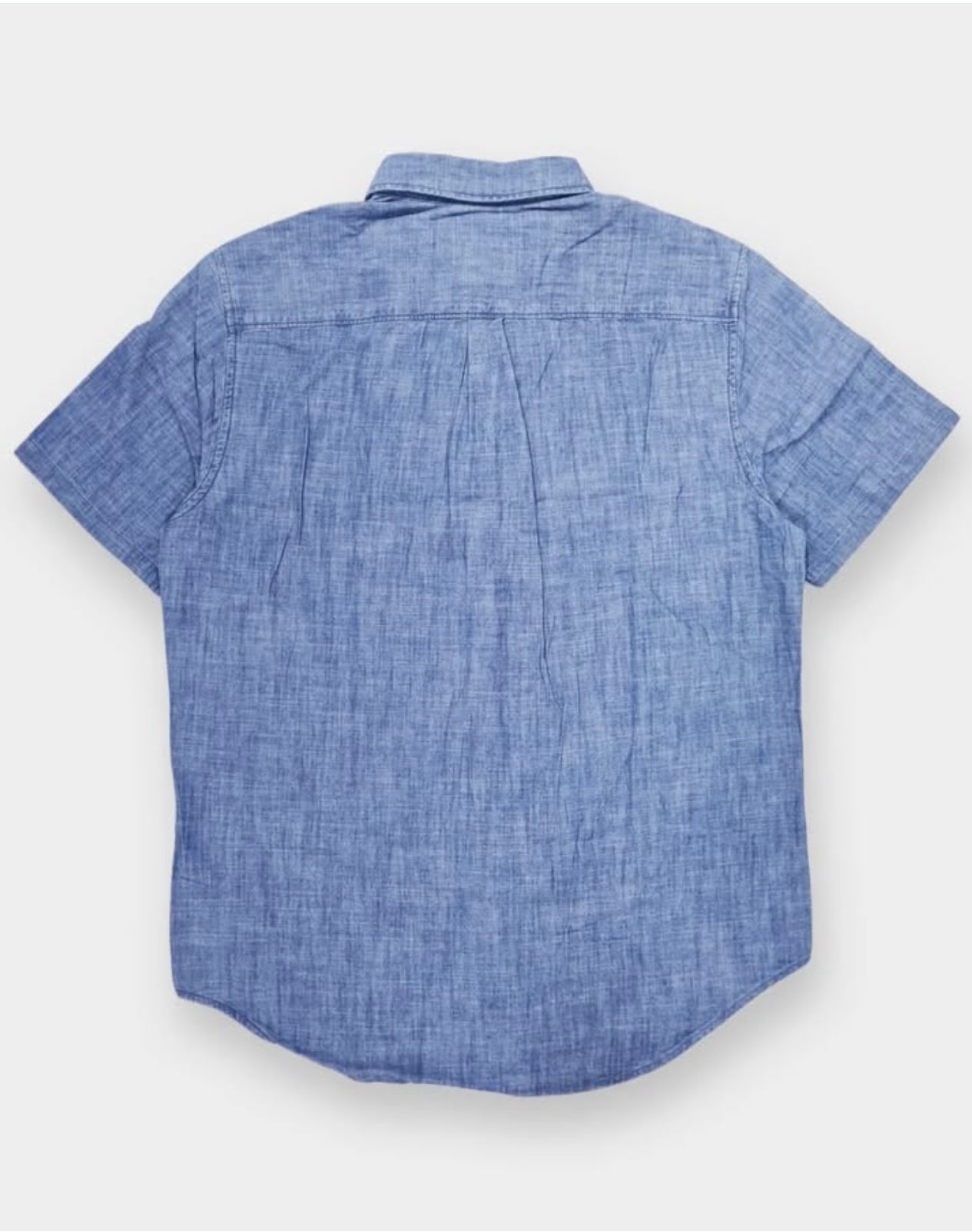 Super Dry Regular Fit Blue Chambray Short Sleeve Shirt