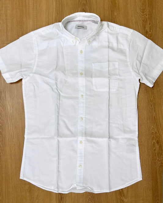 J & J Oxford Cotton Shirt in White