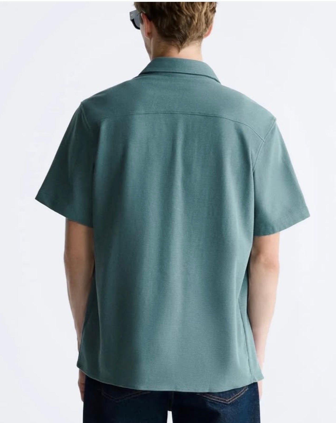 Zara Green Textured Weave Shirt