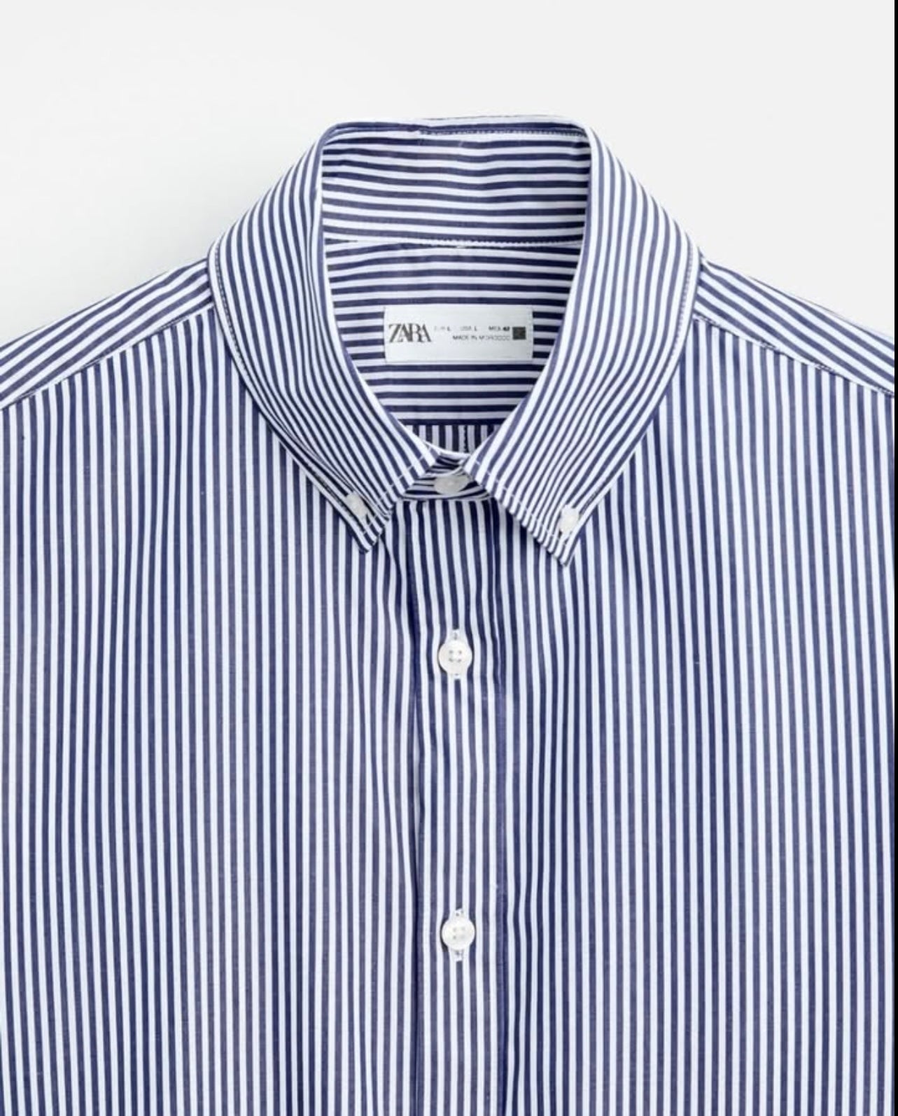 Zara Cotton Shirt in Navy Stripes