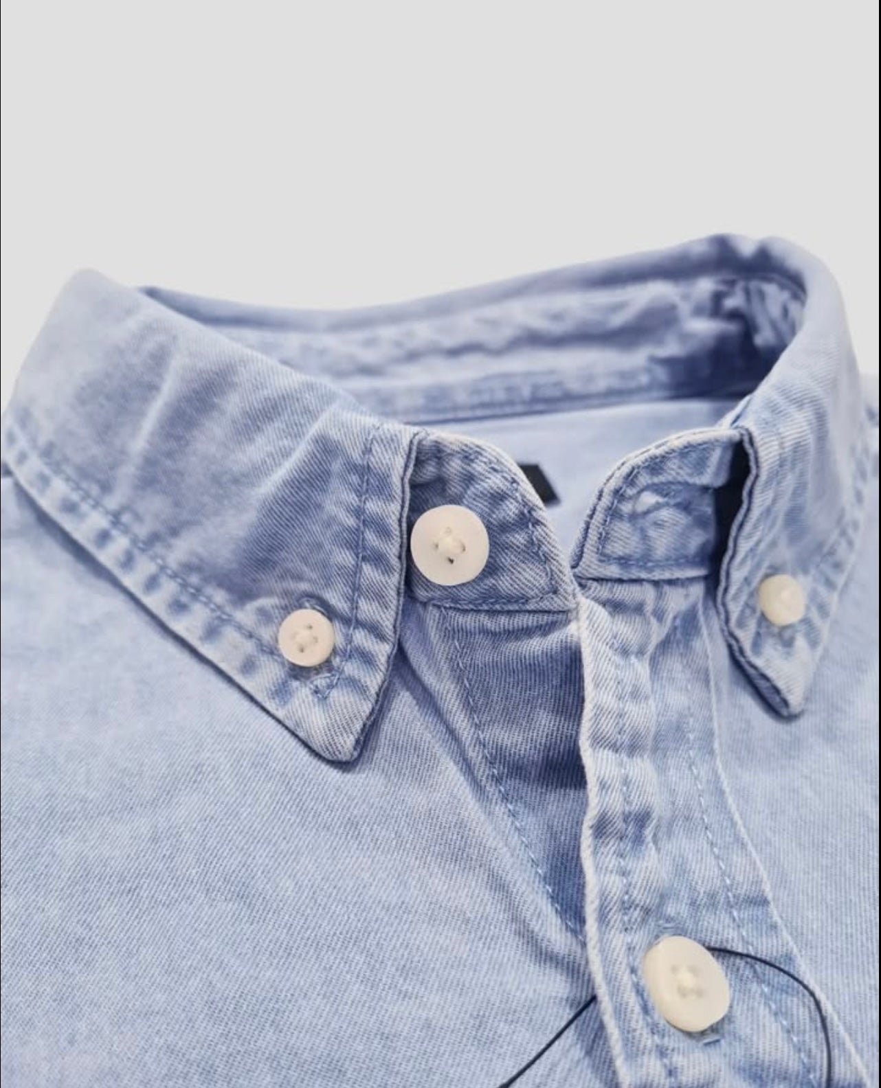 New Look Regular Fit Blue Wash Denim Short Sleeve Shirt