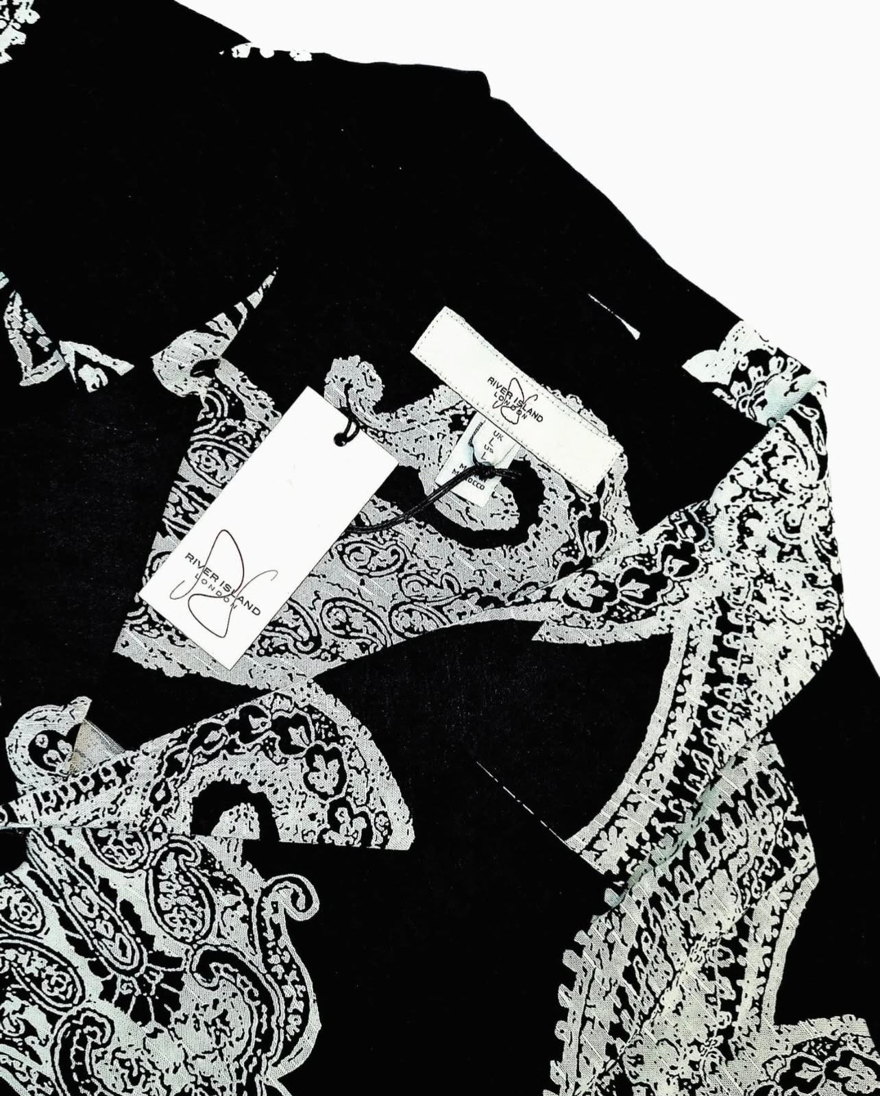 River Island Regular Fit Paisley Pattern Shirt in Black
