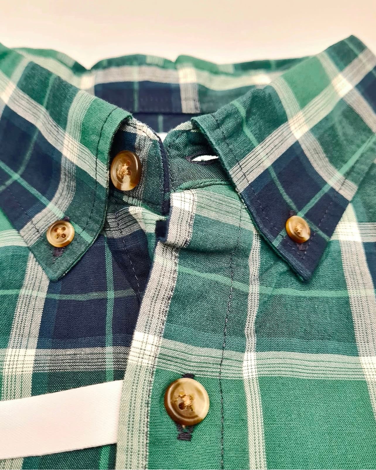 Old Navy Green Plaid Cotton Button Cuff Shirt
