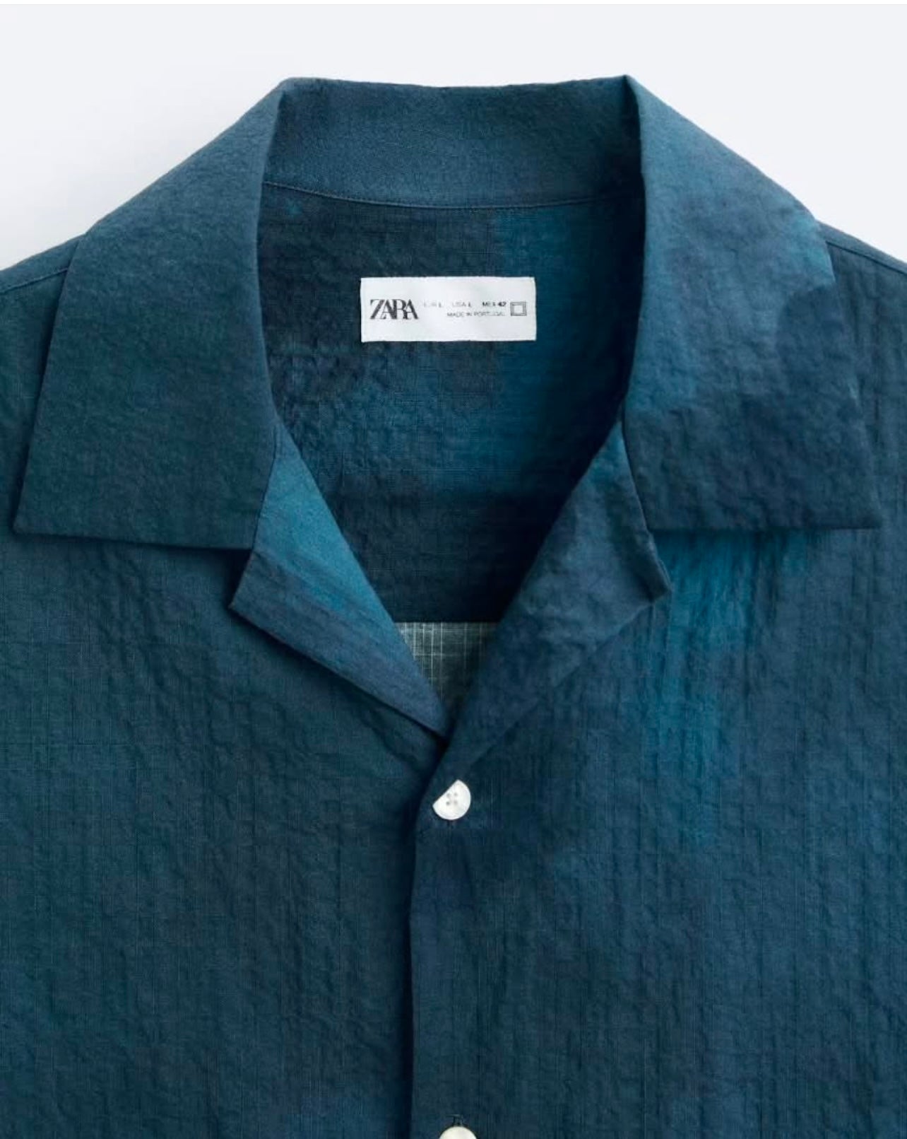 Zara Regular Fit Seersucker Shirt in Pattern