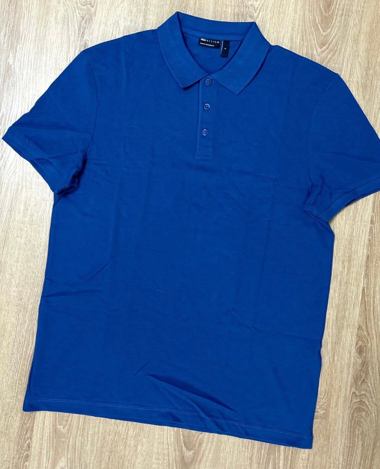 Asos Regular Fit Pique Cotton Polo in Blue
