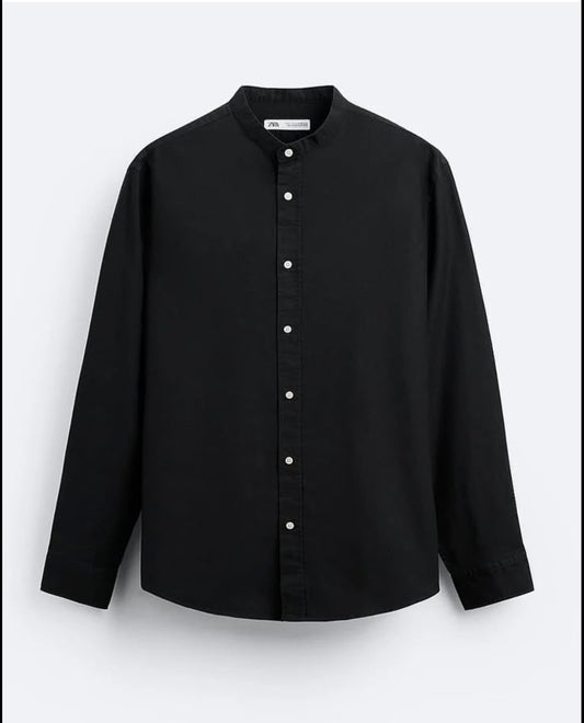 Zara Oxford Cotton Shirt in Black