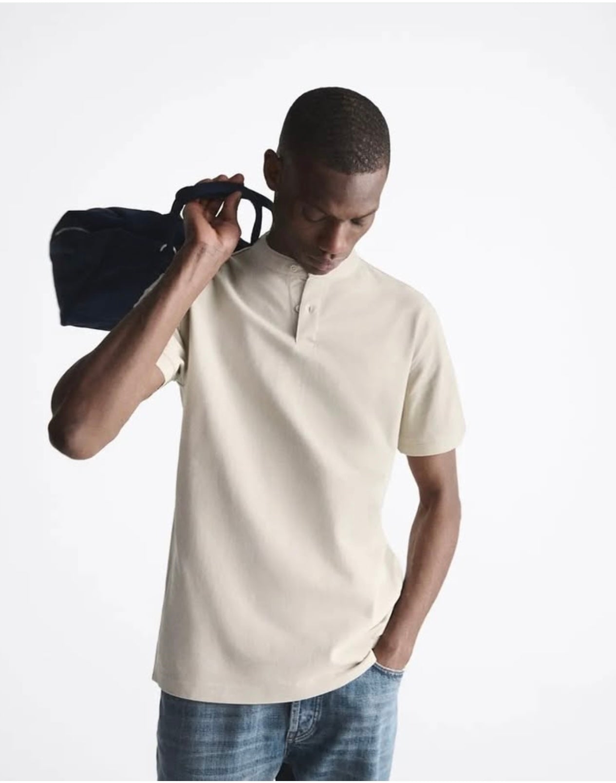 Zara Textured Pique Polo Shirt