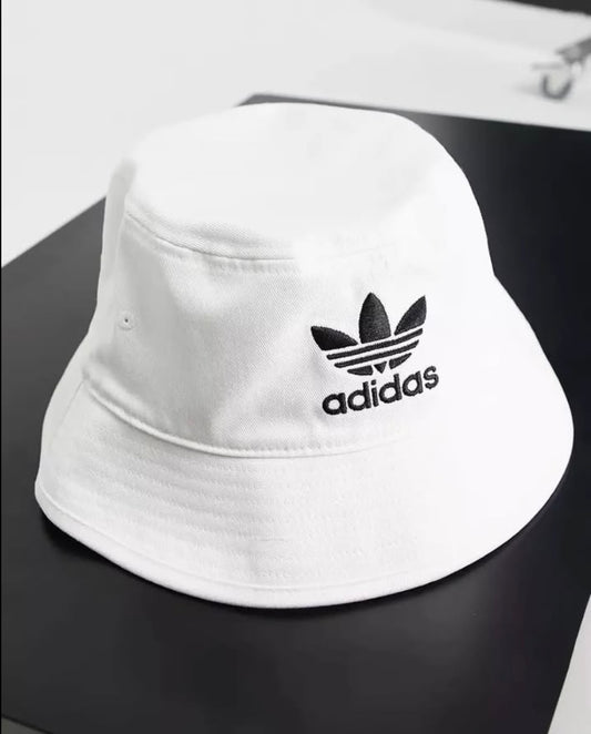Adidas White Bucket Hat With Large Trefoil Logo